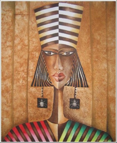 Peinture intitulée "Nefertiti boudeuse !" par Mimia Lichani, Œuvre d'art originale