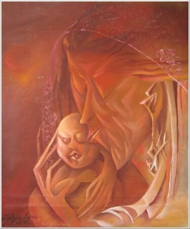 Peinture intitulée "La grand mère berça…" par Mimia Lichani, Œuvre d'art originale