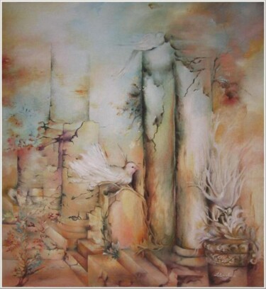 Peinture intitulée "Une colombe dans le…" par Mimia Lichani, Œuvre d'art originale