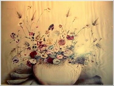Peinture intitulée "Corbeille fleurie" par Mimia Lichani, Œuvre d'art originale