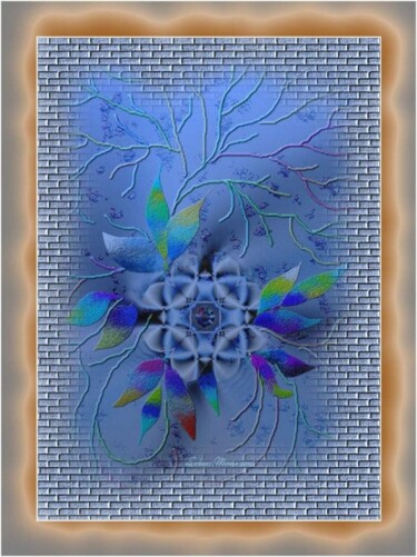 Arts numériques intitulée "Fleur bleutée." par Mimia Lichani, Œuvre d'art originale