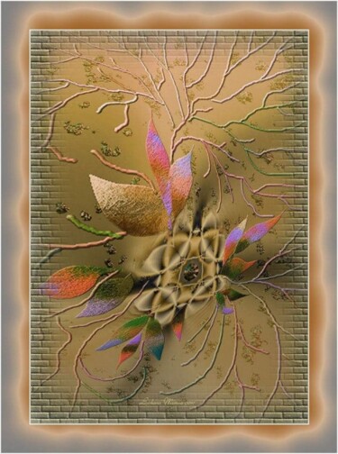 Arts numériques intitulée "Fleur dorée." par Mimia Lichani, Œuvre d'art originale
