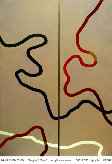 Painting titled "Tangles and Ties 8" by Mimi Chen Ting, Original Artwork, Oil