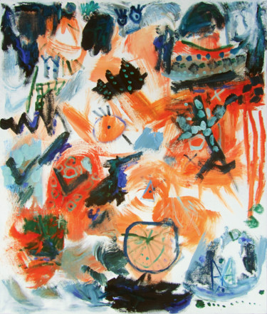 Peinture intitulée "Hot abstraction" par Mimi Hi, Œuvre d'art originale, Huile