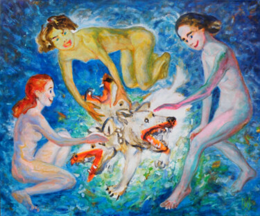Painting titled "Cerberus deal" by Mimi Hi, Original Artwork, Oil