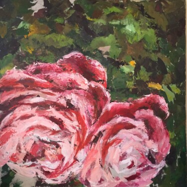 Painting titled "Le temps des roses" by Mireille Ledru Domange, Original Artwork, Acrylic