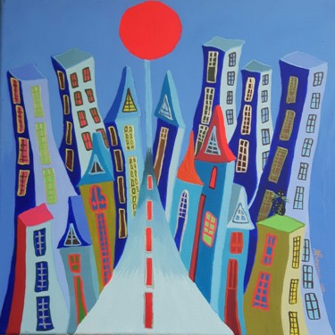 Painting titled "The Frozen City  #a…" by Mimi Revencu, Original Artwork, Acrylic