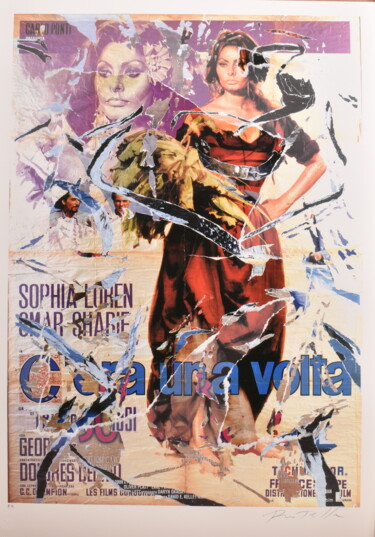 「C'ERA UNA VOLTA - O…」というタイトルのコラージュ Mimmo Rotellaによって, オリジナルのアートワーク, コラージュ