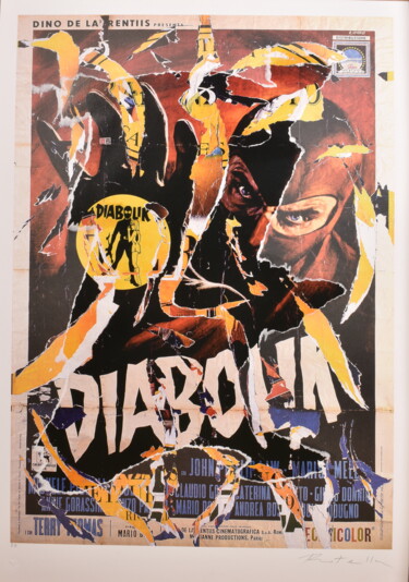 Collages titled "Diabolik - Opera pu…" by Mimmo Rotella, Original Artwork, Collages