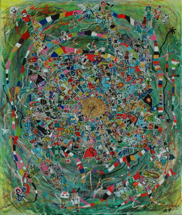 Pittura intitolato "Esprits de la forêt" da Min Brault, Opera d'arte originale, Acrilico