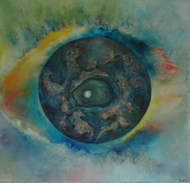 Pittura intitolato "Regard temporel" da Min Brault, Opera d'arte originale, Acrilico