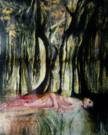 Peinture intitulée "Bois dormants" par Mina, Œuvre d'art originale, Acrylique Monté sur Panneau de bois