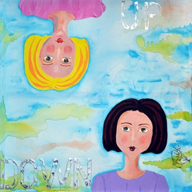 Картина под названием "UP & Down" - Minacappussi, Подлинное произведение искусства, Акрил Установлен на Деревянная рама для…