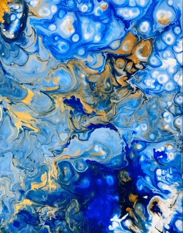 Painting titled "Abstrait Ciel Bleu" by Mina Casassus, Original Artwork, Acrylic