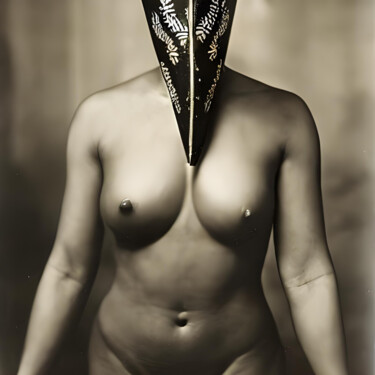 Digital Arts titled "The V-shape mask" by Mina Mina, Original Artwork, AI generated image