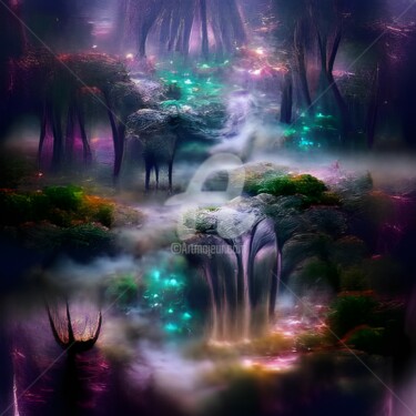 Digital Arts titled "Mystical Forest" by Mina Nakamura, Original Artwork, 2D Digital Work