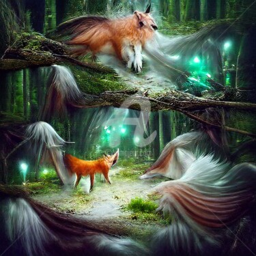 Arte digitale intitolato "Mythical fantasy fo…" da Mina Nakamura, Opera d'arte originale, Lavoro digitale 2D