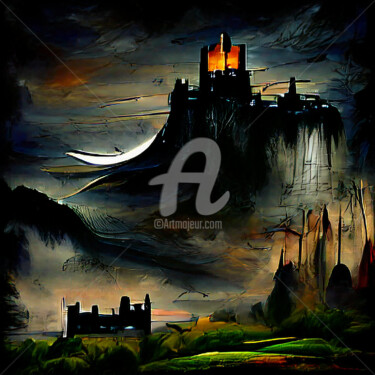 Artes digitais intitulada "Dark fantasy landsc…" por Mina Nakamura, Obras de arte originais, Trabalho Digital 2D