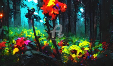 Digitale Kunst mit dem Titel "Colorful flowers in…" von Mina Nakamura, Original-Kunstwerk, Digitale Malerei