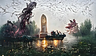 Arte digital titulada "Memorial at lake" por Mina Nakamura, Obra de arte original, Pintura Digital