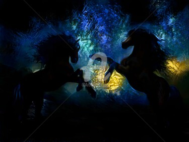 Digitale Kunst getiteld "Glowing silhouette…" door Mina Nakamura, Origineel Kunstwerk, Foto Montage