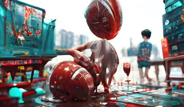Arts numériques intitulée "Life is a game" par Mina Nakamura, Œuvre d'art originale, Peinture numérique
