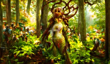 Arte digital titulada "Dryad in the woods…" por Mina Nakamura, Obra de arte original, Pintura Digital