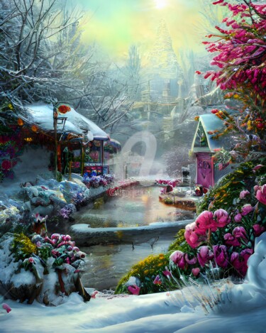 Digitale Kunst getiteld "Winter wonderland" door Mina Nakamura, Origineel Kunstwerk, Digitaal Schilderwerk