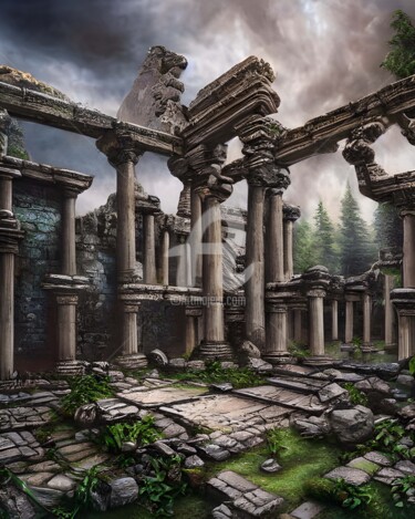 Digital Arts titled "Mystic ruins of an…" by Mina Nakamura, Original Artwork, Digital Painting