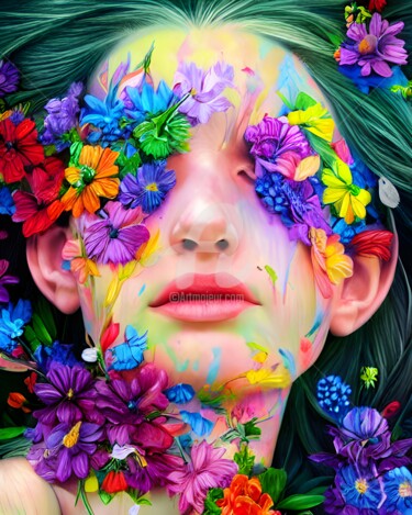 Digital Arts titled "Goddess of flowers" by Mina Nakamura, Original Artwork, Digital Painting