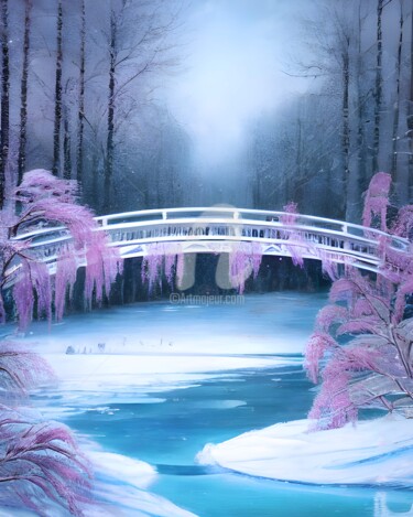 Arts numériques intitulée "Floral bridge over…" par Mina Nakamura, Œuvre d'art originale, Peinture numérique
