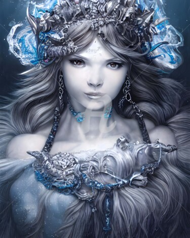 Arts numériques intitulée "Goddess of ice" par Mina Nakamura, Œuvre d'art originale, Peinture numérique