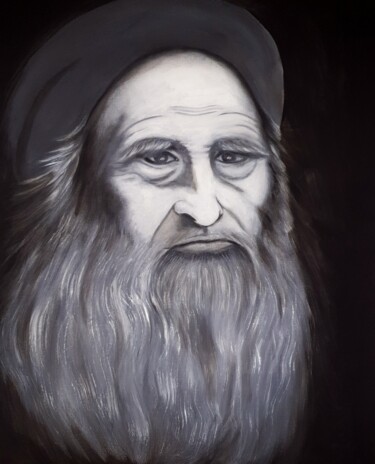 Malarstwo zatytułowany „Léonardo Da Vinci...” autorstwa Mina Saouti, Oryginalna praca, Olej