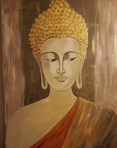Malerei mit dem Titel "Bouddha" von Mina Saouti, Original-Kunstwerk, Acryl