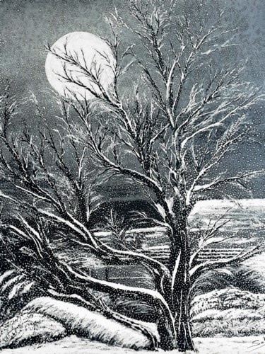 Peinture intitulée "Mélancolie hivernale" par Mina Saouti, Œuvre d'art originale, Acrylique