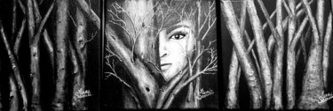 Peinture intitulée "Derrière les arbres…" par Mina Saouti, Œuvre d'art originale, Acrylique