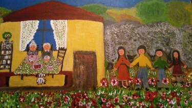 Pittura intitolato "GRANDPARENTS" da Mina, Opera d'arte originale, Acrilico