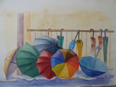Peinture intitulée "après-la-pluie" par Mina Minakoirel, Œuvre d'art originale, Aquarelle