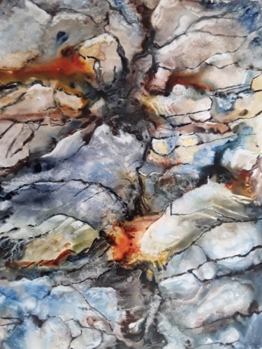 Peinture intitulée "Minéral" par Mina Minakoirel, Œuvre d'art originale, Aquarelle