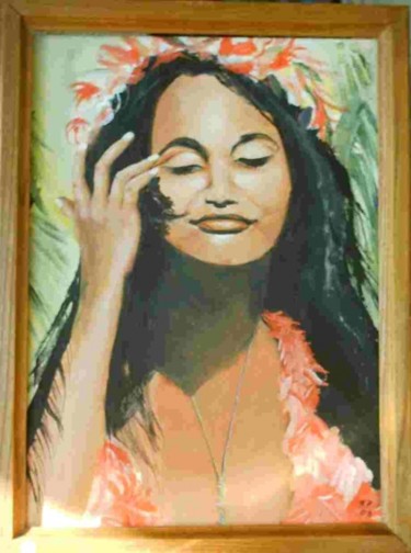 Peinture intitulée "Jeune hawaienne" par Yanick Douet, Œuvre d'art originale