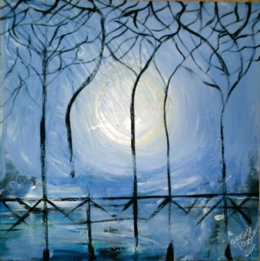 Painting titled "soleil arbre" by Yanick Douet, Original Artwork