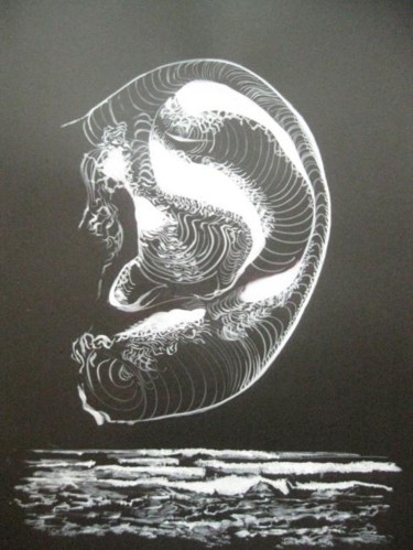 Peinture intitulée "Oreille-coquillage…" par Yanick Douet, Œuvre d'art originale