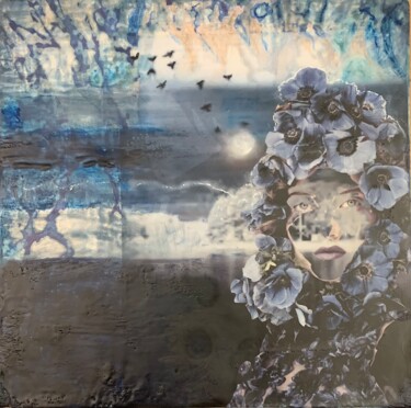 Malarstwo zatytułowany „Blue Moonglow” autorstwa Mindy Tillery, Oryginalna praca, Enkaustyczny