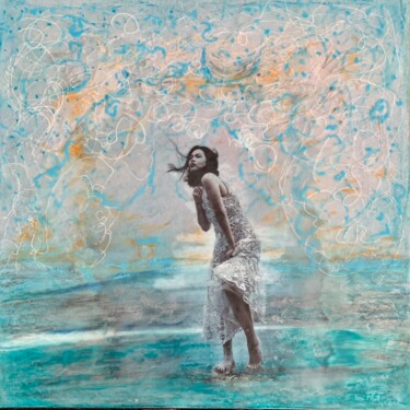 Pintura intitulada "Waves Of Lace" por Mindy Tillery, Obras de arte originais, encáustico Montado em Cartão