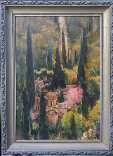 Painting titled "The Church" by Minella Tanellari, Original Artwork, Oil