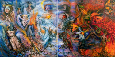 Painting titled "Ange et démon" by Ekaterina Cherkasova, Original Artwork, Acrylic
