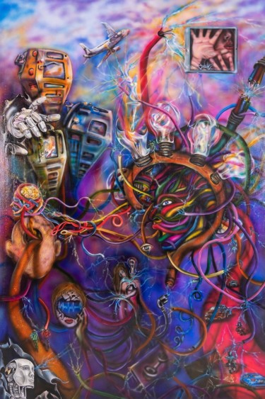 Painting titled "L’énergie de la soc…" by Ekaterina Cherkasova, Original Artwork, Airbrush