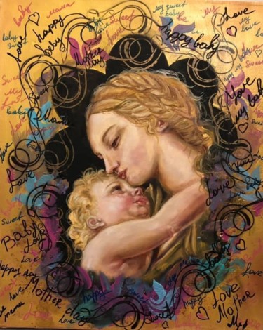 Pintura titulada "Amour maternel" por Ekaterina Cherkasova, Obra de arte original, Oleo