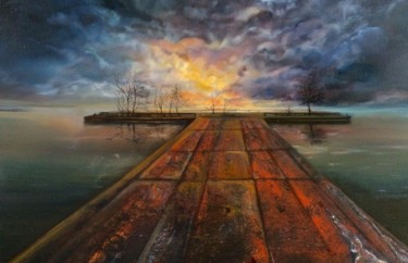 Painting titled "Le pont" by Ekaterina Cherkasova, Original Artwork, Oil
