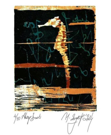 Incisioni, stampe intitolato "Seahorse" da Mine Zereyalp, Opera d'arte originale, incisione